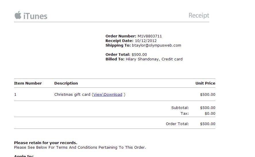 screen shot of payment screen