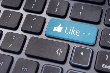 like message on keyboard button, social media concepts