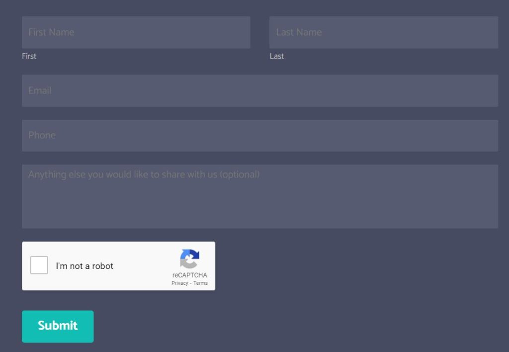 Contact form security features