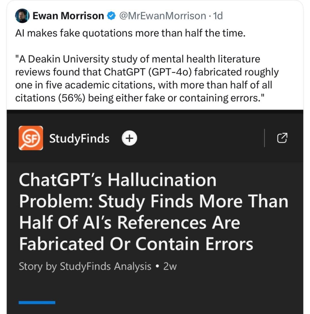 AI makes fake quotations half of the time